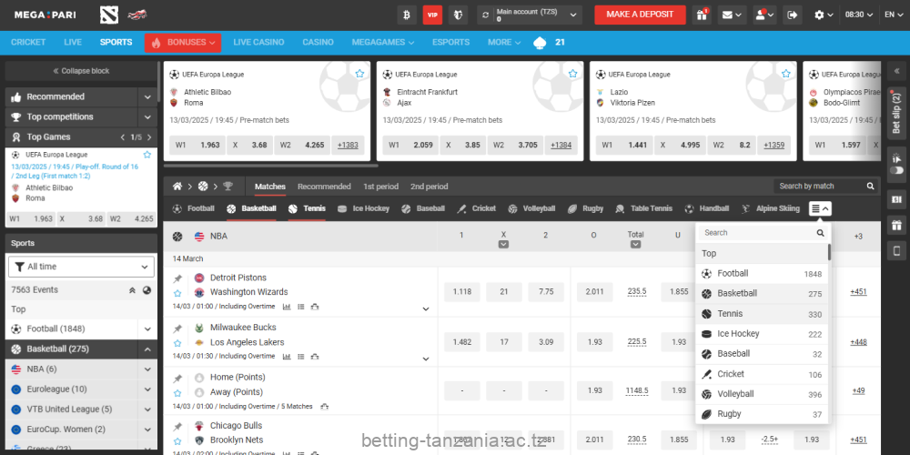 A short instruction on how to bet on online bookmaker Megapari in Tanzania